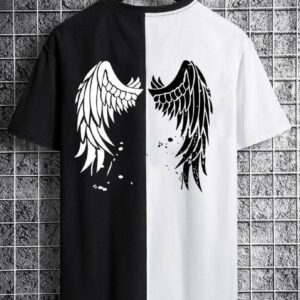 Angel Wings Print Round Neck T-Shirt